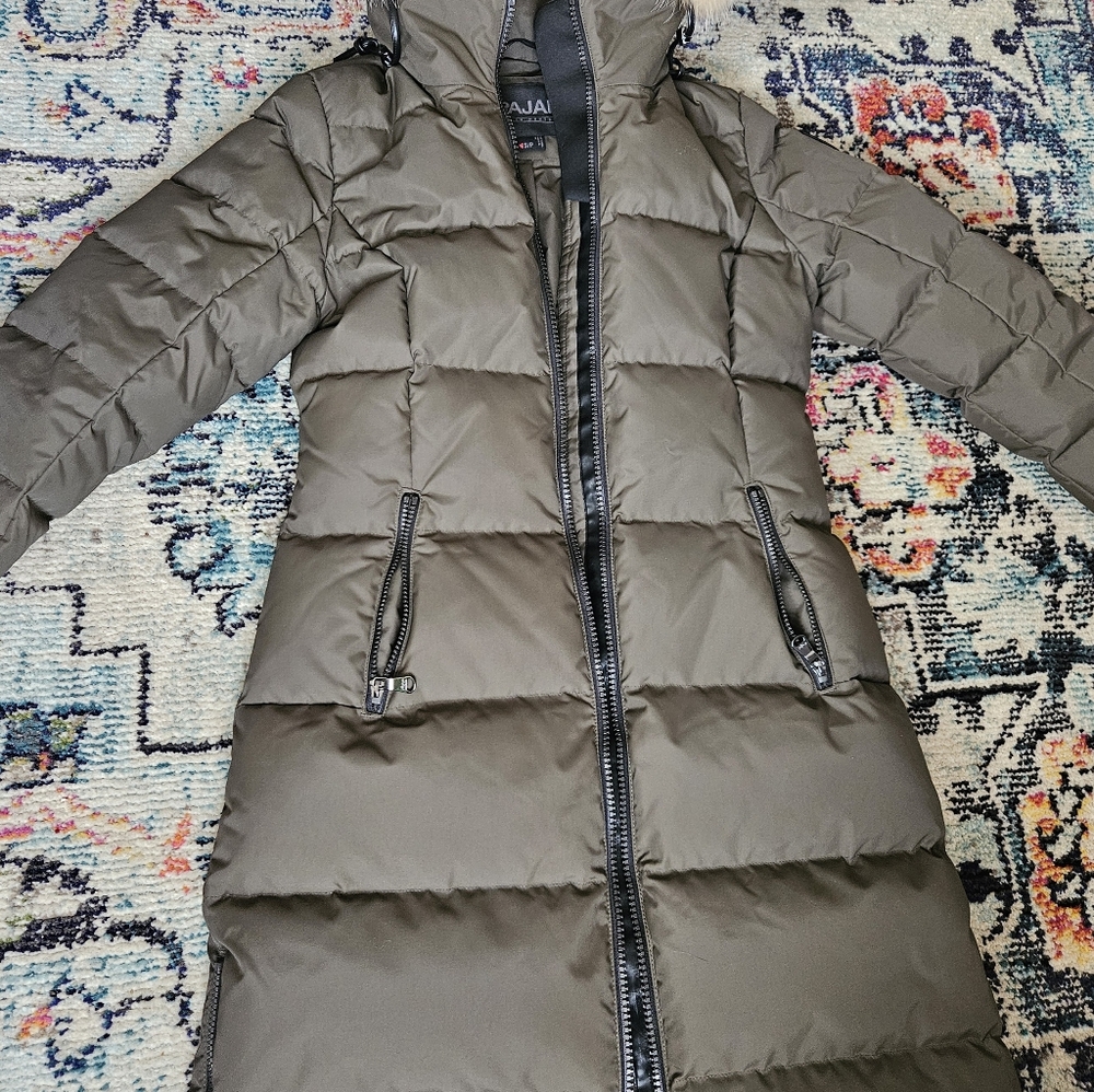 Pajar Canada Jayde Women's Long Down Puffer Faux Fur Hooded Coat Size S Green - Picture 4 of 16